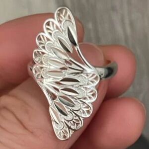 Elegant pure S990 sterling Silver Filigree Ring